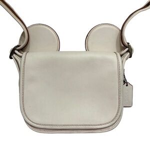 DISNEY X COACH Mickey Mouse Ears Patricia Leather Saddle Crossbody Bag RARE